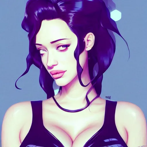 Prompt: a beautiful christina hendricks kat dennings kim kardashian alluring instagram model in elaborate latex tank top, by guweiz and wlop and ilya kuvshinov and artgerm and makoto shinkai and studio ghibli, symmetrical eyes, aesthetic, gorgeous, stunning, alluring, attractive, artstation, deviantart, pinterest, digital art