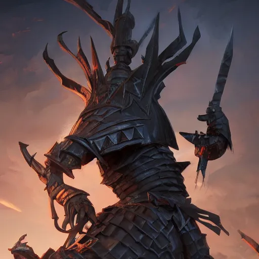 Image similar to a giant black chess knight statue, chess, battlefield background, bright art masterpiece artstation. 8 k, sharp high quality artwork in style of jose daniel cabrera pena and greg rutkowski, concept art by tooth wu, hearthstone card game artwork, chess piece