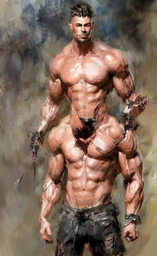 Prompt: muscular chad by daniel gerhartz, trending on art station