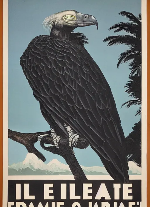Image similar to vulture eye in 1940s propaganda poster, full hd,highly detailed