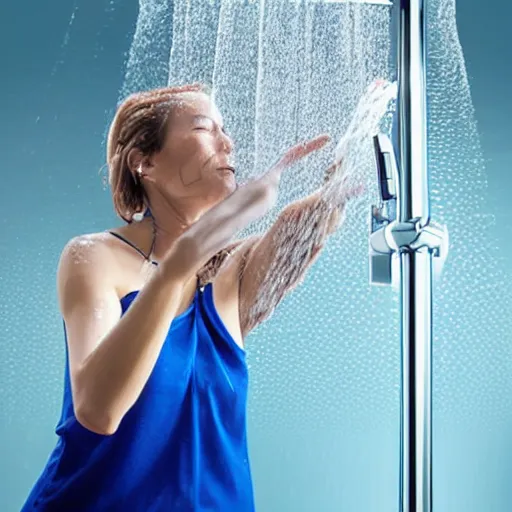 Image similar to a woman showering under laminar flow