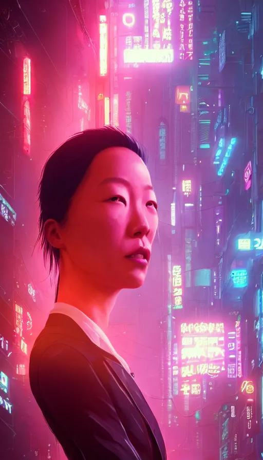 Prompt: olivia cheng, girl, altered carbon, highly detailed surreal neon big in japan vfx portrait of a android, stephen bliss, unreal engine, greg rutkowski, loish, rhads, beeple, makoto shinkai and lois van baarle, ilya kuvshinov, rossdraws, tom bagshaw, global illumination, detailed and intricate environment