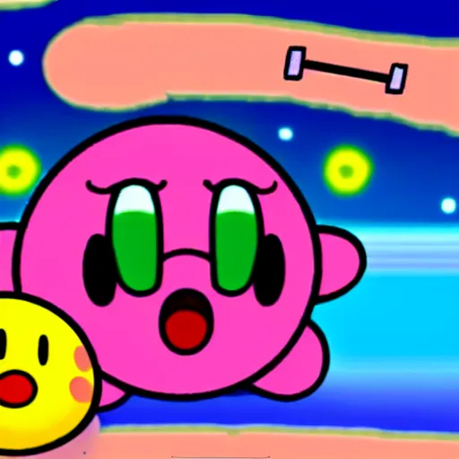 Image similar to kirby consuming himself, kirby's dreamland gameplay