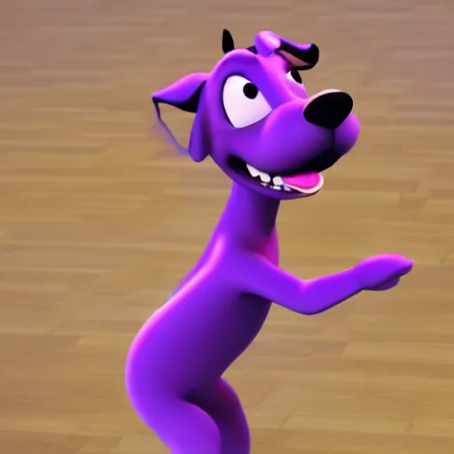 Prompt: a beautiful 3d render of a purple dog in a disney movie, in the style of disney, pixar, the dog is doing a ballet dance, highly detailed, 8k resolution