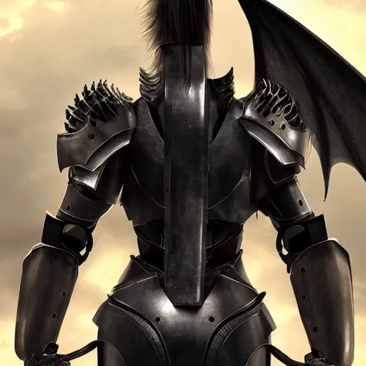 Prompt: stunning cinematic back end shot of a beautiful female knight, but as an anthropomorphic female dragon, well designed highly detaile cute female robot dragon head with slick LED eyes, looking back at the camera, well armored, sharp claws, HD octane render, fantasy, furry art, Artstation, Deviantart, Furaffinity