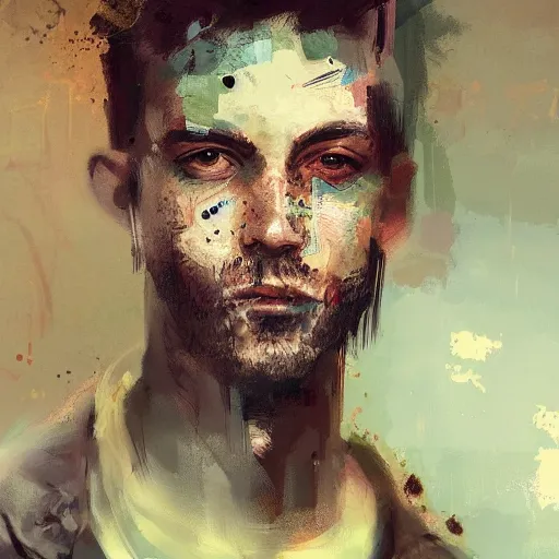Prompt: blurry painted male face, by Ismail Inceoglu, detailed, blurred, muted colors, detailed, illustration, portrait, character, brushstrokes, 4K