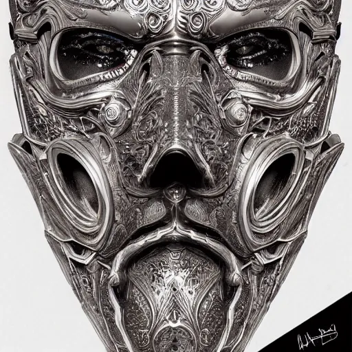 Image similar to Very very very very highly detailed epic photo of face with beautiful ornamental venetian mask, intricate, dystopian, sci-fi, extremely detailed, digital painting, artstation, concept art, smooth, sharp focus, illustration, intimidating lighting, incredible art by Artgerm and Vincent di Fate and Anton Pieck