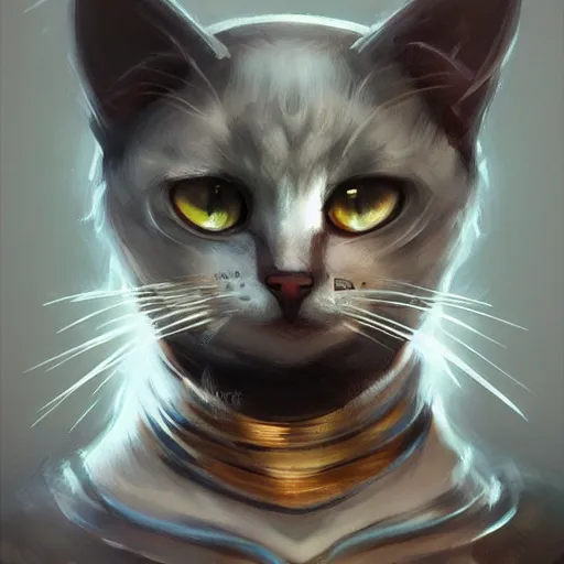 Image similar to portrait detailed cat knight concept art artstation