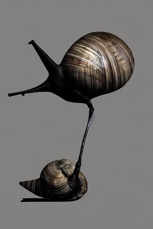 Image similar to snail with crow wings, photorealistic 3 d render 4 k