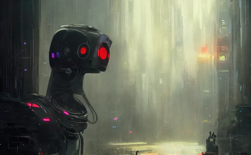 Prompt: a painting of a sensual robot from metropolis trending on artstation in the style of greg rutkowski, blade runner, cyberpunk