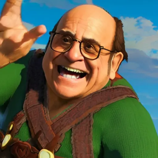 Prompt: Danny Devito as Link in Breath of the Wild, 4k screenshot