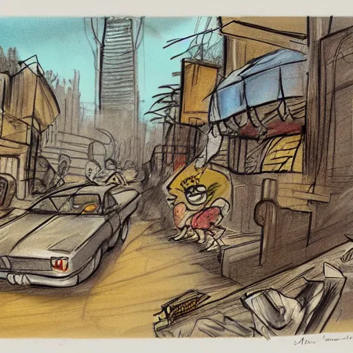 Image similar to milt kahl sketch of slums of miami