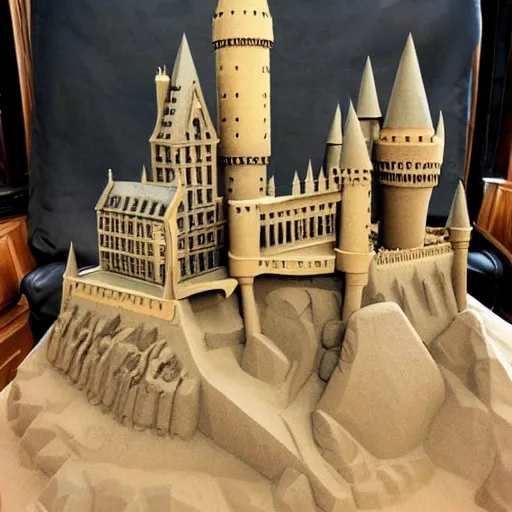 Image similar to hogwarts as a sandcastle