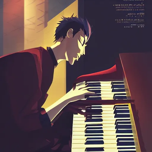 Image similar to portrait of the jazz pianist, anime fantasy illustration by tomoyuki yamasaki, kyoto studio, madhouse, ufotable, comixwave films, trending on artstation