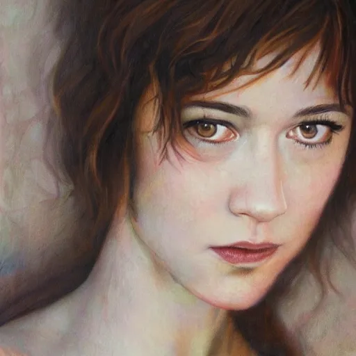 Prompt: hyper realistic candid portrait mixed media painting of beautiful Mary Elizabeth Winstead as a greek goddess, hyper detailed, realistic eyes, cinematic lighting, masterpiece