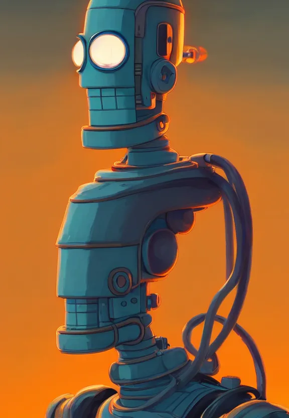 Prompt: portrait of bender from futurama, looking at camera, stylish, extremely detailed, digital painting, artstation, concept art, smooth, sharp focus, illustration, ambient lighting, art by artgerm and greg rutkowski and alphonse mucha and simon stalenhag
