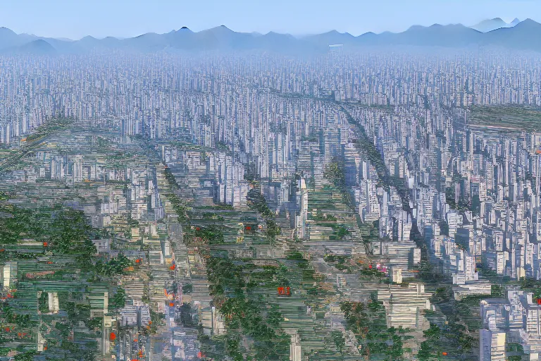 Prompt: Pyongyang if it was a South Korean city, highly detailed, street view