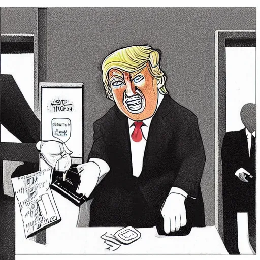 Prompt: donald trump robbing a bank