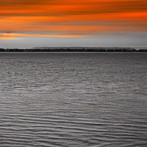 Image similar to photo of a lake, orange, monochromatic