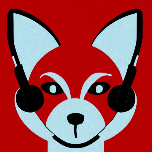 Image similar to fox in headphones, art, digital art, minimalism,