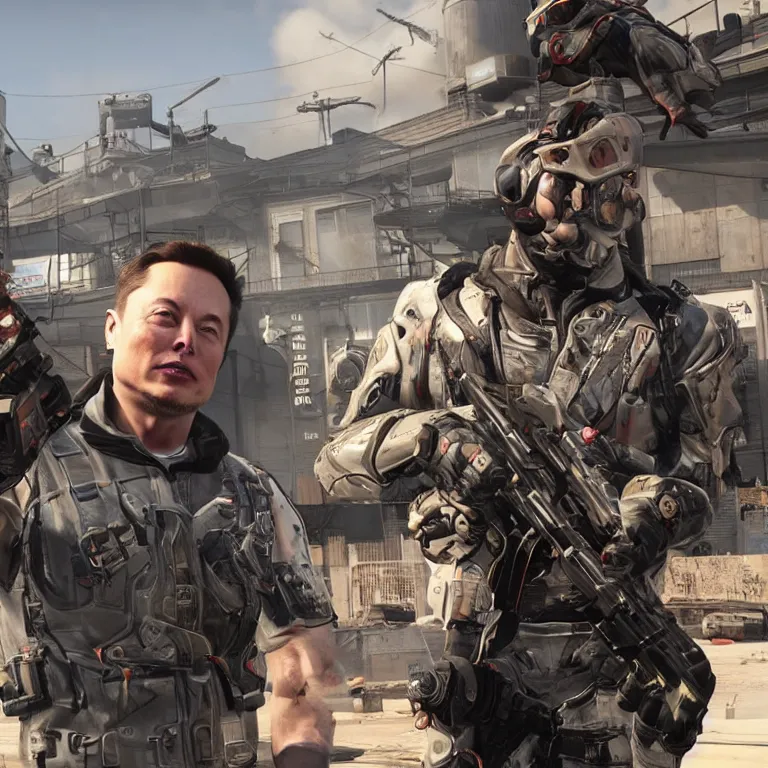 Prompt: Elon Musk in Call of Duty Black Ops zombies
