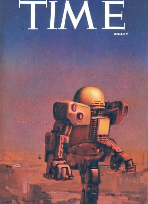 Prompt: TIME magazine cover, the coming AI singularity, by Ralph MacQuarrie