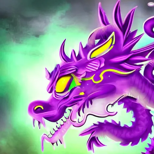 Prompt: cute purple Chinese dragon with ai for girls, epic, digital art