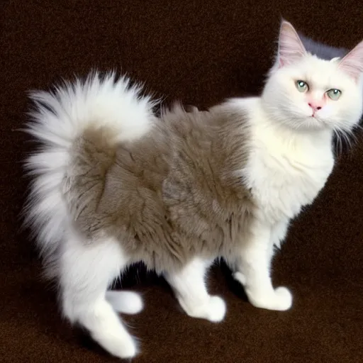 Prompt: photo of ragdoll cat mixed with a dragon