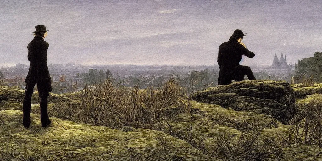 Prompt: het meisje met de parel, highly detailed, comicstyle, by caspar david friedrich