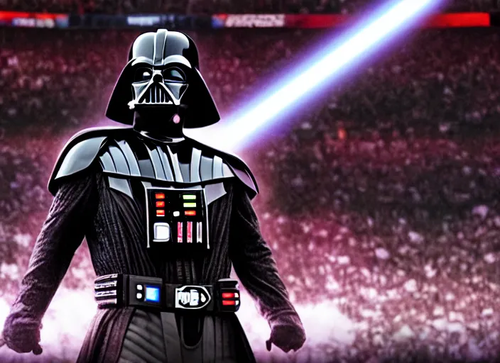 Image similar to ESPN still of Darth Vader playing in the nba playoffs live on espn, 4k