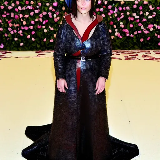 Prompt: photo of joan of arc at the met gala