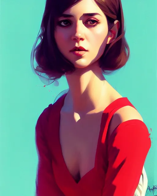 Image similar to stylized portrait by aykutmakut of an artistic pose, composition, young cute serious fancy lady, cinematic colors, realistic shaded, fine details, realistic shaded lighting poster by ilya kuvshinov, magali villeneuve, artgerm, jeremy lipkin and michael garmash and rob rey