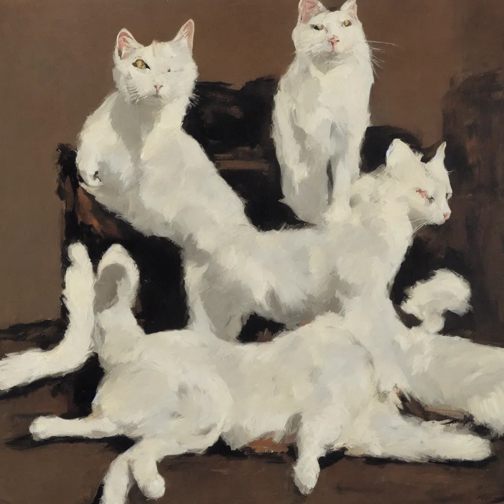 Image similar to a noble white cat, ben aronson 1950