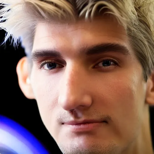 Image similar to closeup of handsome gigachad XQC gambling