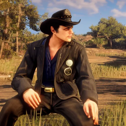 Prompt: jotaro kujo in red dead redemption 2