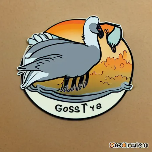 Image similar to ghibli style goose sticker