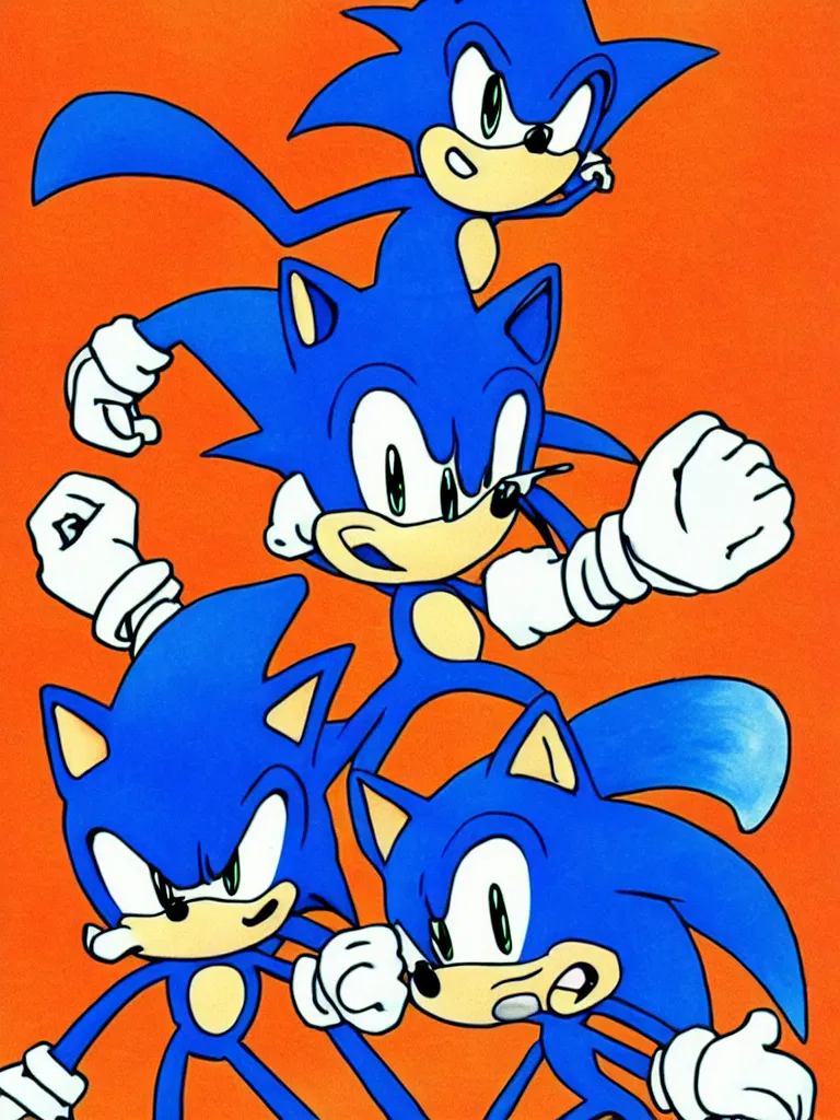 Image similar to Concept art of Sonic the Hedgehog for NES as illustrated by shigeru miyamoto. 1991