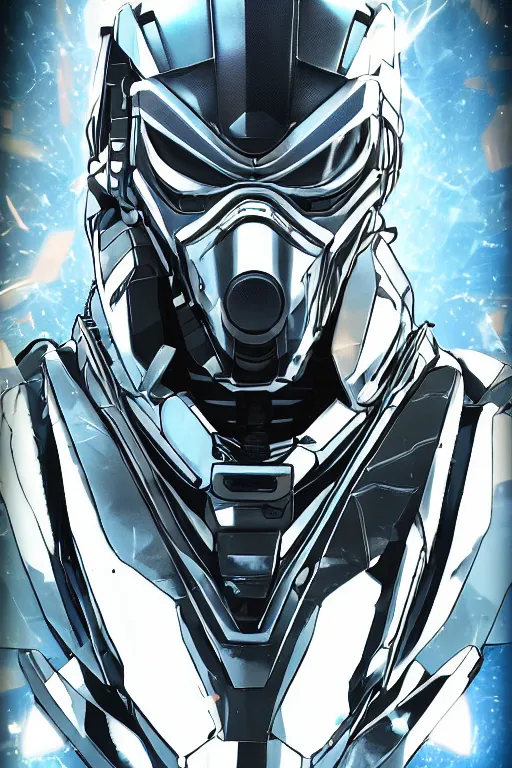 Image similar to cyber cyborg ninja mask helmet metal gear solid artic suit swat commando, global illumination ray tracing hdr fanart arstation by sung choi and eric pfeiffer and gabriel garza and casper konefal, a spectacular view cinematic rays of sunlight comic book illustration, by john kirby