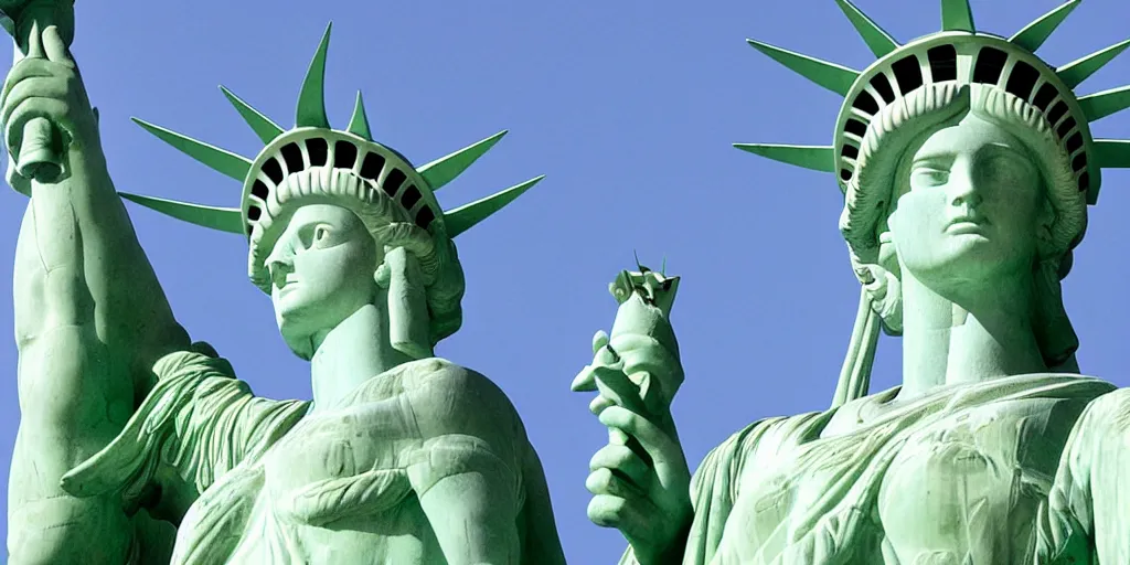 Image similar to venus de milo and the statue of liberty