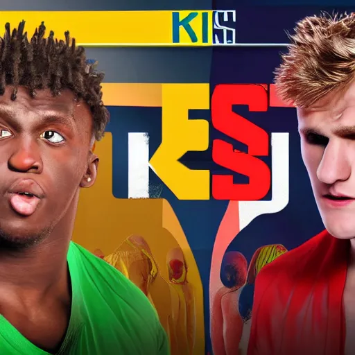 Image similar to KSI vs jake paul Promo image, photorealistic image, 8K