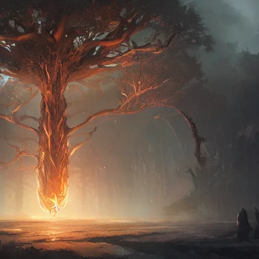 Image similar to Yggdrasil, atmospheric lighting, detailed, by Greg Rutkowski, trending on artstation