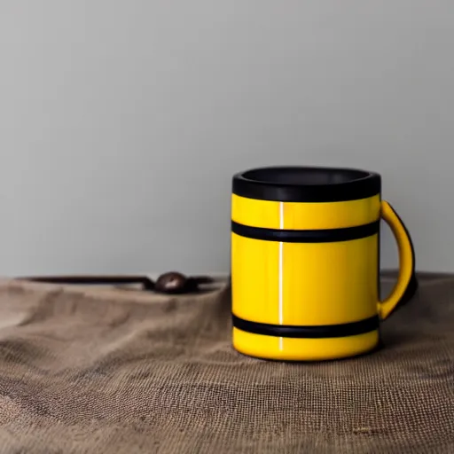 Image similar to yellow coffee mug that looks similar to a rimowa portmanteau with leather handle