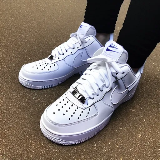 Image similar to a pair of White Nike Air Force One Sneakers