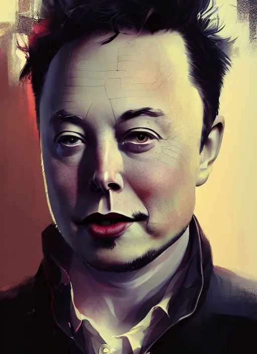 Prompt: a beautiful portrait of elon musk. character design by cory loftis, fenghua zhong, ryohei hase, ismail inceoglu and ruan jia. volumetric light, detailed, rendered in octane