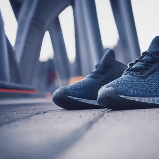 Image similar to high quality presentation photo of concept running shoes inspired by aliens , photography 4k, f1.8 anamorphic, bokeh, 4k, Canon, Nikon