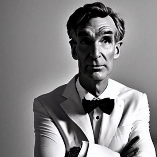 Prompt: bill nye as james bond, dr. no 1 9 6 2 iconic still