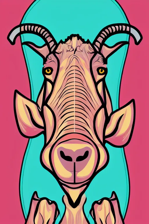 Image similar to Portrait of a goat that is a drug dealer, sticker, andromorphic, colorful, illustration, highly detailed, simple, smooth and clean vector curves, no jagged lines, vector art, smooth