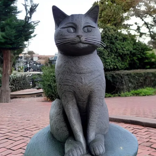 Prompt: a statue of a cute cat