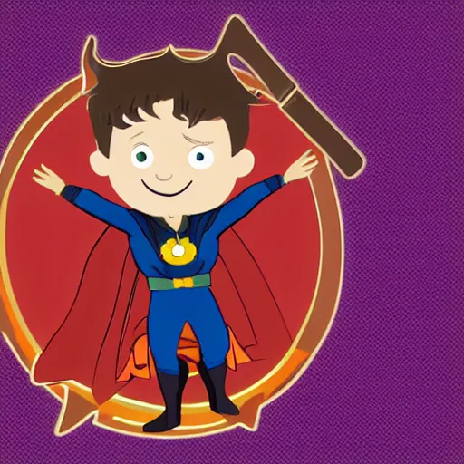 Prompt: dr. strange as a very young boy smiling on the cartoon wild - kratts, sticker - art, svg vector, adobe - illustrator