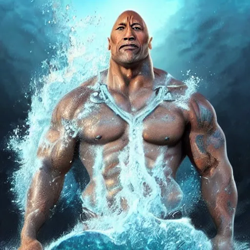 Prompt: Dwayne The Rock Johnson as Poseidon, fantasy portrait, ocean, trending on Artstation
